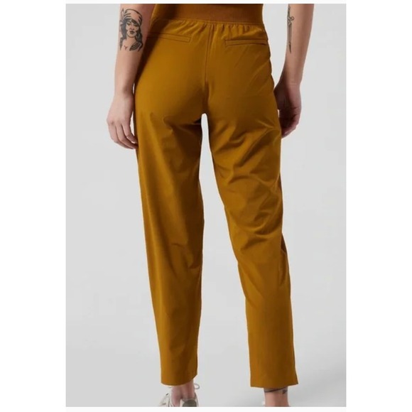 Athleta Women's Brooklyn Ankle Pants Tall Size 10T Mustard Yellow Side Stripe - Picture 8 of 8